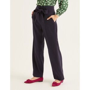 BODEN Ketton Wide Leg Trousers Pants size 8 Blue Belted